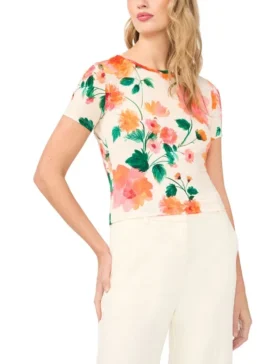 DEVIN Painted Floral Slim Fit T-Shirt