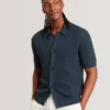 DOMATI Diamond Crochet Knit Short Sleeve Shirt