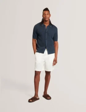 DOMATI Diamond Crochet Knit Short Sleeve Shirt