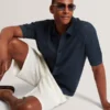 DOMATI Diamond Crochet Knit Short Sleeve Shirt