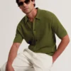 DOMATI Diamond Crochet Knit Short Sleeve Shirt