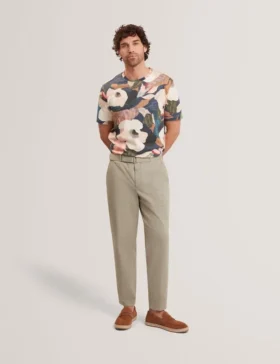DOWLLE Garden Print Crew Neck Cotton T-Shirt