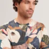 DOWLLE Garden Print Crew Neck Cotton T-Shirt