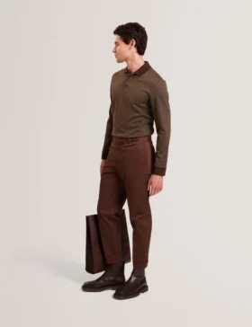 DURAND Long Sleeve Geo Jacquard Polo