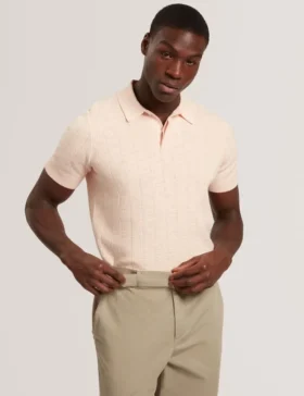 EDGARD Mixed Texture Cotton Linen Knit Polo