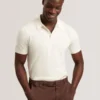 EDGARD Mixed Texture Cotton Linen Knit Polo