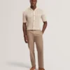 EDIO Stitched Stripe Knit Button-Through Polo