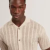 EDIO Stitched Stripe Knit Button-Through Polo