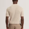 EDIO Stitched Stripe Knit Button-Through Polo