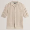EDIO Stitched Stripe Knit Button-Through Polo