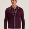 ELMDON Pointelle Diamond Knitted Long Sleeve Shirt