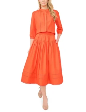 ERIN Picot Trim Cotton Full Midi Skirt