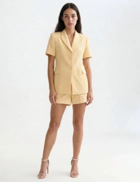 EUGENIA Tailored Short Sleeve Woven Blazer