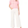 EUNICE Gingham Woven Knit Short Sleeve Top