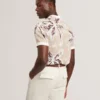 EZRRA Leaf Print Knitted Crew Neck T-Shirt