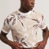EZRRA Leaf Print Knitted Crew Neck T-Shirt