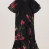 FASNIA Floral Angel Sleeve Wrap Mini Dress