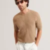 FERRISS Diamond Crochet Knit Cotton T-Shirt