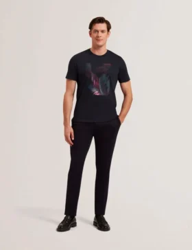 FETHER Graphic Print Crew Neck Cotton T-Shirt