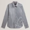 FIRDAWI Slim Geo Striped Long Sleeve Shirt