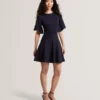 FLARE SHORT SLEEVE CREW NECK MINI DRESS Navy
