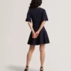 FLARE SHORT SLEEVE CREW NECK MINI DRESS Navy