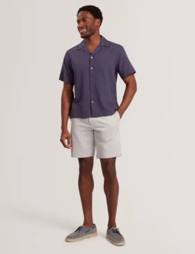 FLEURRE Jacquard Floral Cotton Short Sleeve Shirt