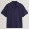 FLEURRE Jacquard Floral Cotton Short Sleeve Shirt