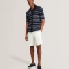 FLOREM Stitched Stripe Knit Short Sleeve Shirt