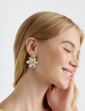 FULVA Furled Flower Enamel Drop Earrings