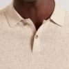 GATEN Branded Texture Knit Long Sleeve Polo