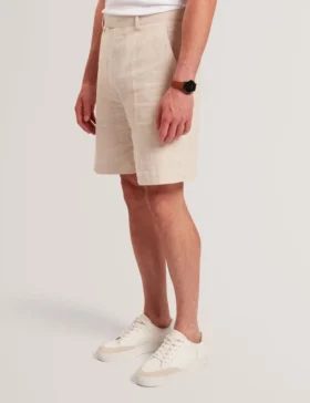 GIVRAN Slim Fit Linen Blend Tailored Shorts