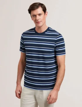GORANO Short Sleeve Textured Striped T-Shirt