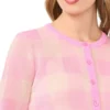 GRACIE Gingham Knit Crew Neck Cardigan