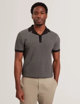 GREGRY Contrast Stitch Knit Cotton Polo Shirt