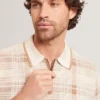 HALPIRT Checked Zip Neck Cotton Knit Polo