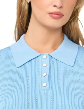 HARLEY Pointelle Knit Collared Neck Midi Dress
