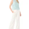 HAZEL Floral Crosshatch Cropped Shell Top