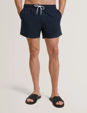 HEFFNER Seersucker Mid-Length Swim Shorts