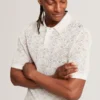 HELME Geometric Open Knit Short Sleeve Polo