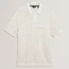 HELME Geometric Open Knit Short Sleeve Polo