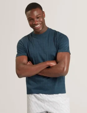 HEMINWY Jacquard Textured Grid Cotton T-Shirt