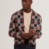 HENREIN Pure Cotton Patchwork Knit Zip Jacket