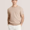 HERRINGBONE SWEATER Herringbone Knit Short Sleeve Top