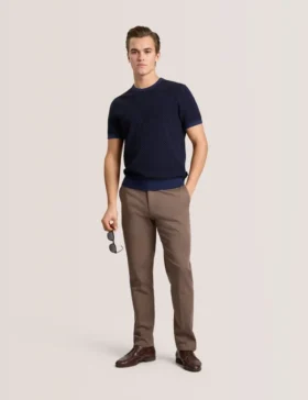 HERRINGBONE SWEATER Herringbone Knit Short Sleeve Top