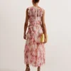 HISAKO Blurred Floral Print Midi Dress