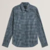 HUAYNA Blurred Check Cotton Long Sleeve Shirt