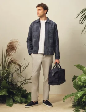 IWOJAN Mixed Weave Stripe Zip-Through Overshirt