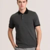 JACQUARD POLO Ribbed Button Up Polo