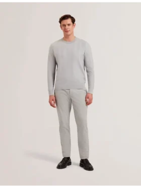 JAMALS Herringbone Knit Crew Neck Sweater